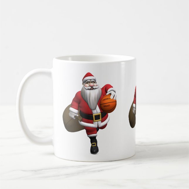 Santa Claus Basketball Player Coffee Mug (Left)