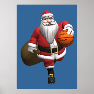 Santa Claus Basketball Player Poster