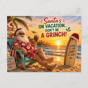 Santa Claus Beach Christmas Party Invitation  Postcard