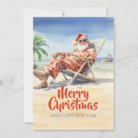 Santa Claus Beach Watercolor