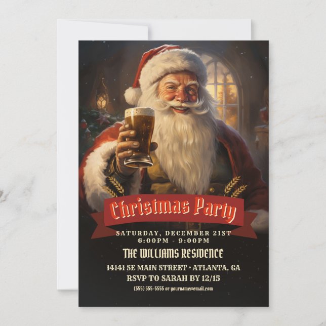 Santa Claus Beer Invitation (Front)
