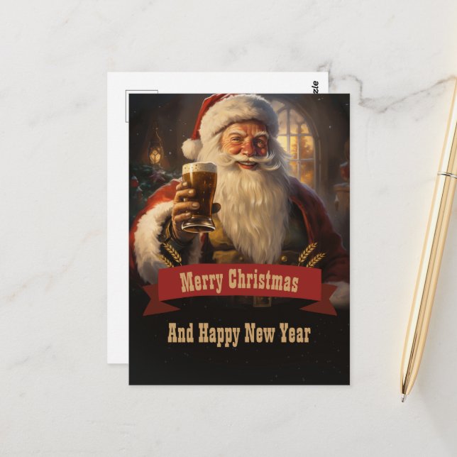 Santa Claus Beer Postcard (Front/Back In Situ)