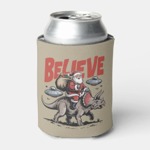 Santa Claus Believe Dinosaur Christmas Triceratops Can Cooler