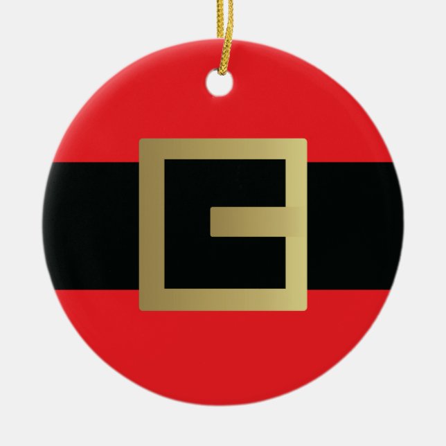 Santa Claus Belt Christmas  Ceramic Ornament (Front)