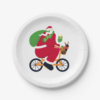 Santa Claus bike  Paper Plate