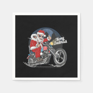 Santa Claus Biker US Flag Motorcycle Christmas Gif Napkin