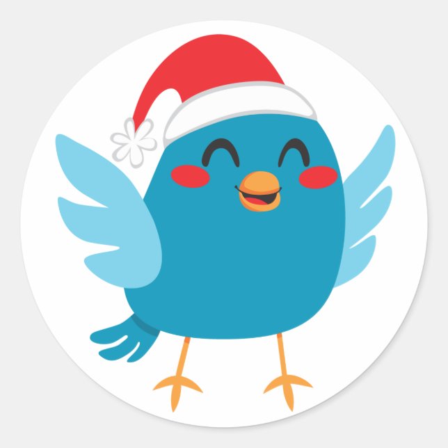 Santa Claus Bird Classic Round Sticker (Front)