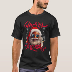 Santa Claus Black Afro African American Merry Chri T-Shirt