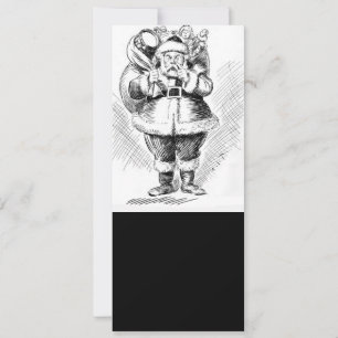 Santa Claus Black and White Illustration Holiday Card