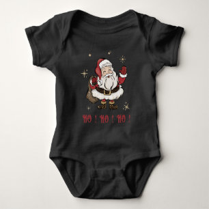 Santa Claus Black Baby Bodysuit