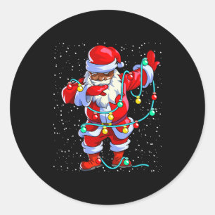 Santa Claus Black Christmas Afro African American Classic Round Sticker