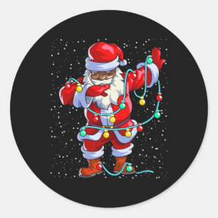 Santa Claus Black Christmas Afro African American Classic Round Sticker