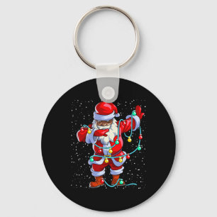 Santa Claus Black Christmas Afro African American  Key Ring