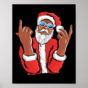 Santa Claus Black Man Christmas Xmas Family Pajama Poster