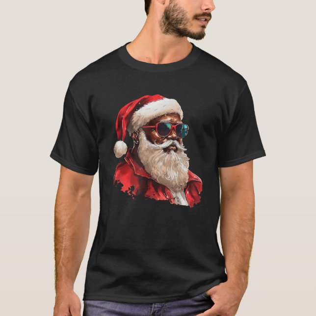 Santa Claus Black Man Christmas Xmas Family Pajama T-Shirt (Front)