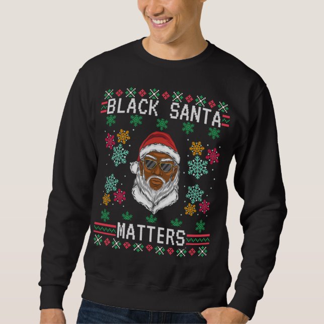 Santa Claus Black Matters Christmas Pajama Family Sweatshirt (Front)