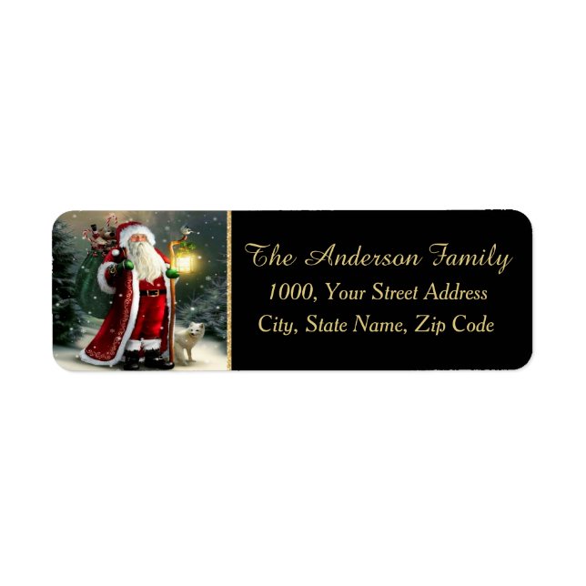 Santa Claus Black Return Address Label (Front)