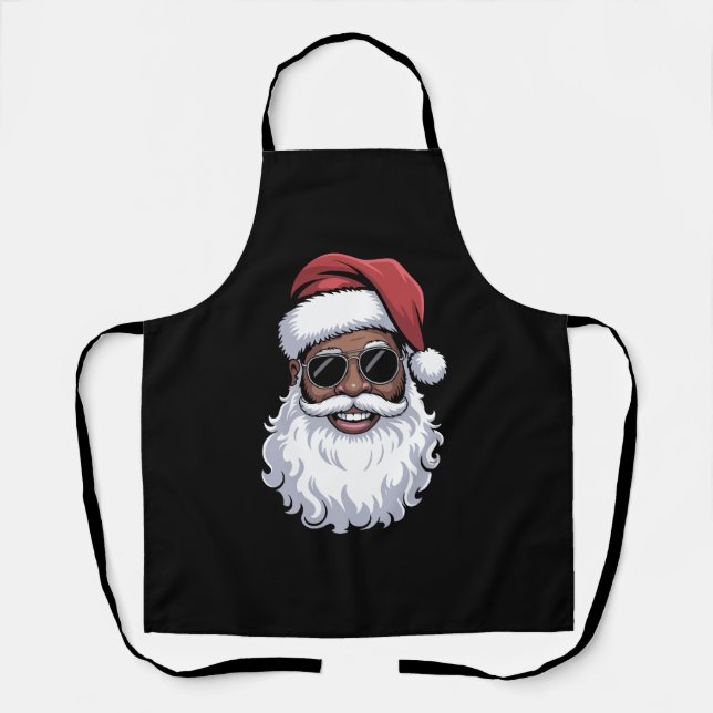 Santa Claus Black Xmas Santa Afro African American Apron (Front)