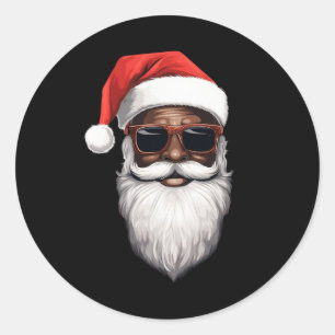 Santa Claus Black Xmas Santa Afro African American Classic Round Sticker