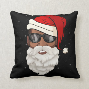 Santa Claus Black Xmas Santa Afro African American Cushion