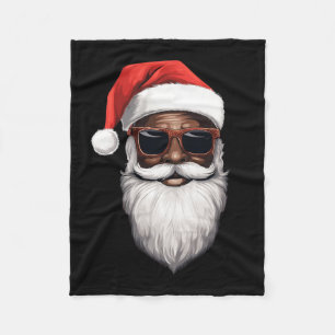 Santa Claus Black Xmas Santa Afro African American Fleece Blanket