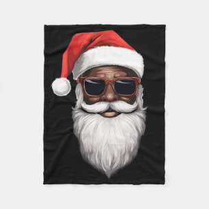 Santa Claus Black Xmas Santa Afro African American Fleece Blanket