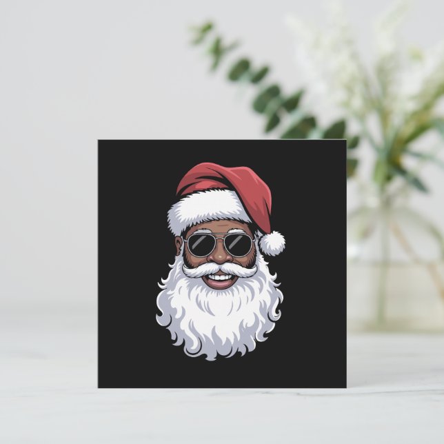 Santa Claus Black Xmas Santa Afro African American Invitation (Standing Front)