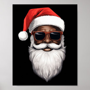 Santa Claus Black Xmas Santa Afro African American Poster