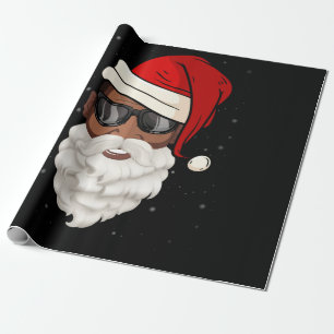 Santa Claus Black Xmas Santa Afro African American Wrapping Paper