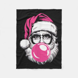 Santa Claus Blowing Bubble Gum Funny Christmas Xma Fleece Blanket