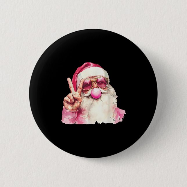 Santa Claus Blowing Bubble Gum Nk Sungles Christma 6 Cm Round Badge (Front)