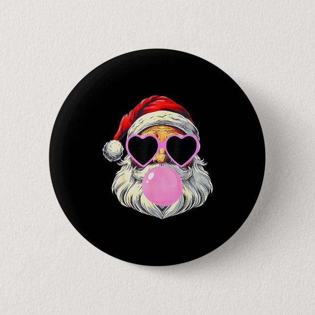 Santa Claus Blowing Bubble Gum Nk Sungles Christma 6 Cm Round Badge (Front)