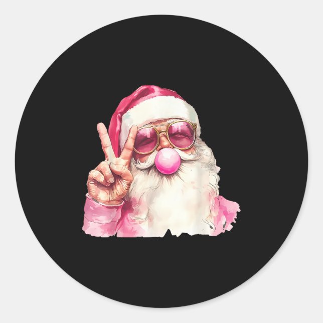 Santa Claus Blowing Bubble Gum Nk Sungles Christma Classic Round Sticker (Front)