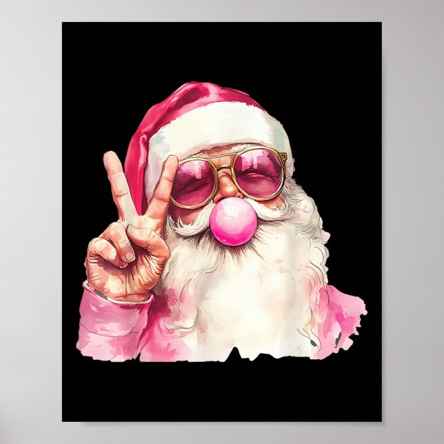 Santa Claus Blowing Bubble Gum Nk Sungles Christma Poster (Front)