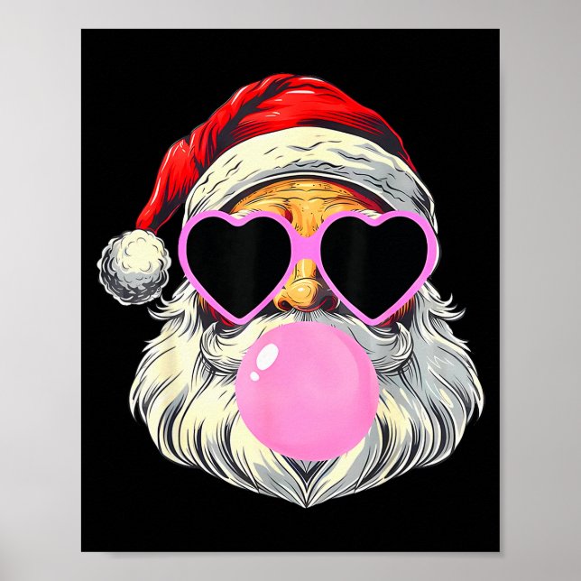 Santa Claus Blowing Bubble Gum Nk Sungles Christma Poster (Front)