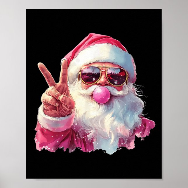 Santa Claus Blowing Bubble Gum Nk Sungles Christma Poster (Front)