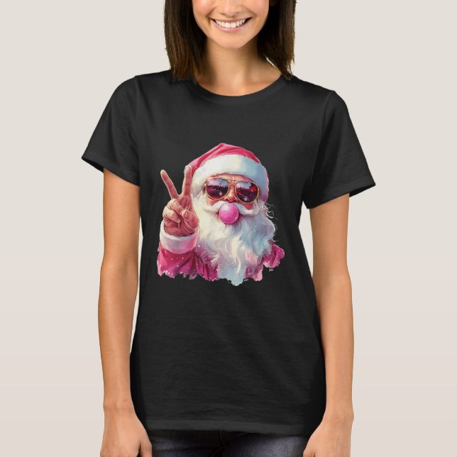 Santa Claus Blowing Bubble Gum Nk Sungles Christma T-Shirt (Front)