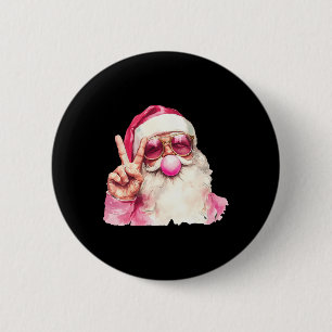 Santa Claus Blowing Bubble Gum Pink Sungles Christ 6 Cm Round Badge