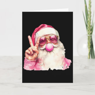 Santa Claus Blowing Bubble Gum Pink Sungles Christ Card