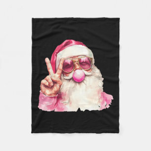 Santa Claus Blowing Bubble Gum Pink Sungles Christ Fleece Blanket