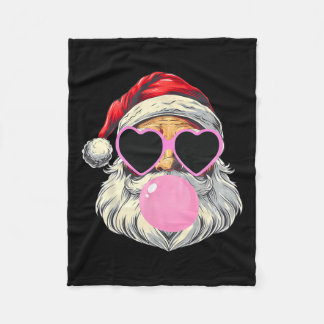 Santa Claus Blowing Bubble Gum Pink Sungles Christ Fleece Blanket