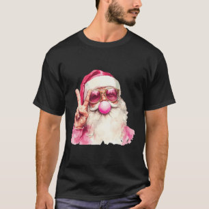 Santa Claus Blowing Bubble Gum Pink Sungles Christ T-Shirt