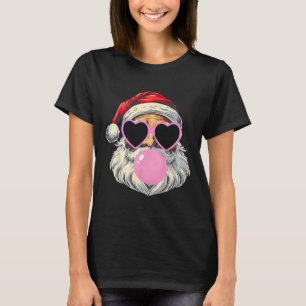 Santa Claus Blowing Bubble Gum Pink Sungles Christ T-Shirt