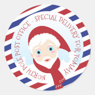 Santa Claus blue and red  Classic Round Sticker