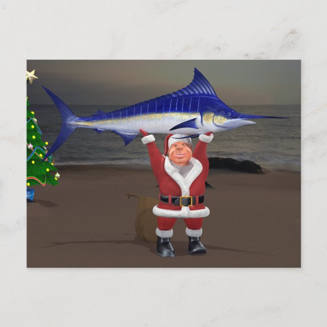 Santa Claus Blue Marlin Postcard (Front)
