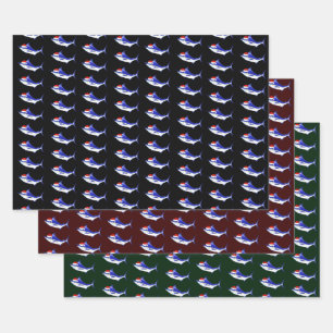 Santa Claus Blue Marlins Wrapping Paper Sheet