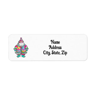 Santa Claus Boho Cute Pink Christmas Address Return Address Label