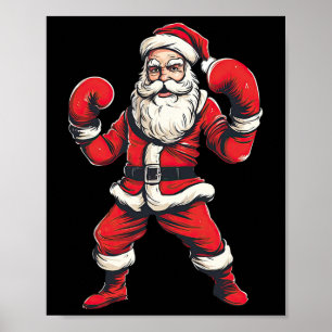 Santa Claus Boxer Boxing Kickboxing Christmas Mart Poster