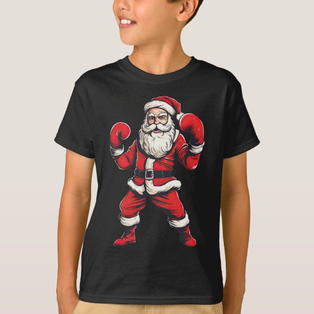 Santa Claus Boxer Boxing Kickboxing Christmas Mart T-Shirt (Front)