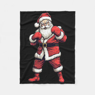 Santa Claus Boxer Boxing Kickboxing Christmas Xmas Fleece Blanket